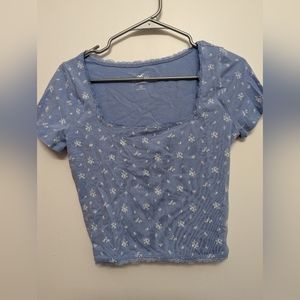 Hollister California blue floral short sleeve top
